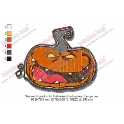 Wicked Pumpkin for Halloween Embroidery Design